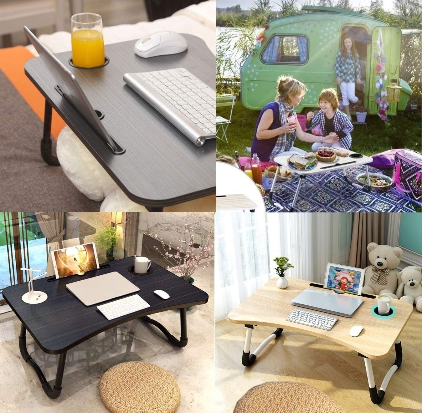 Foldable Wooden Laptop Table – Portable Study & Bed Desk